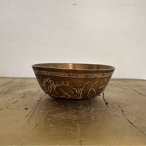 Vintage etched small brass Decorative Bowl